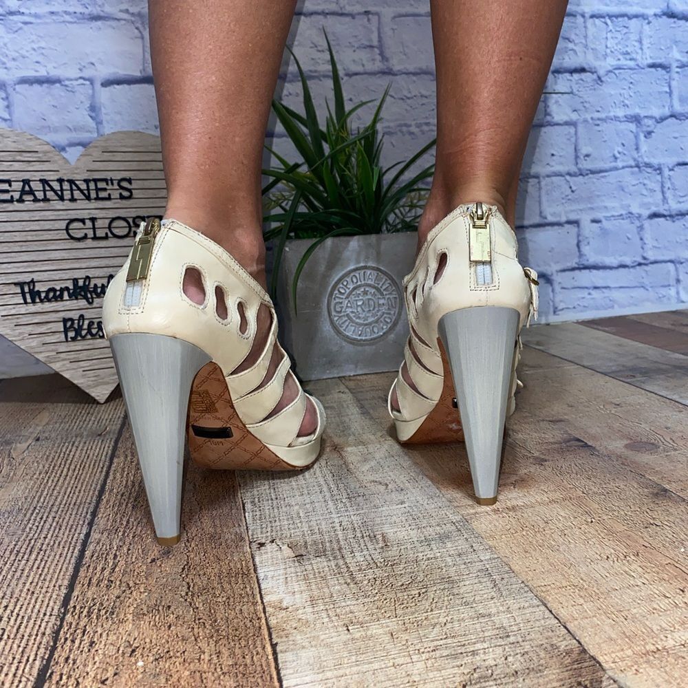$325 L.A.M.B LAMB DAVIN Natural Leather Designer Fashion Strappy Pumps 10 - Picture 9 of 13
